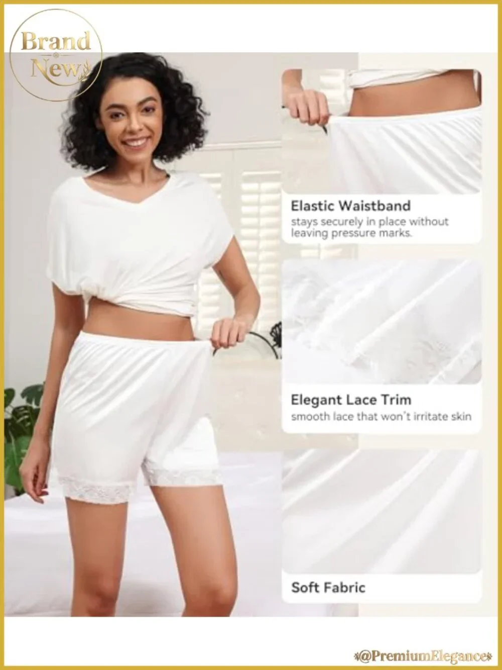 Women's Slip Shorts Soft Smooth Lace Trim Anti Chafing Undershorts for Dresses